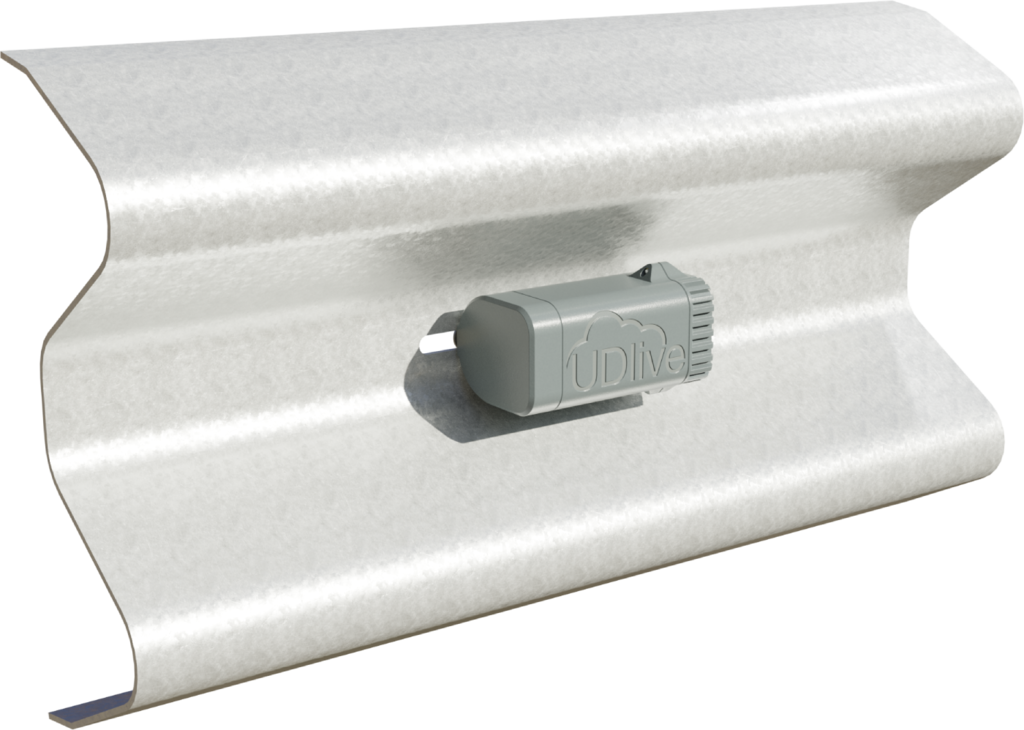 Image of an installed UDlive Crash Barrier Sensor.