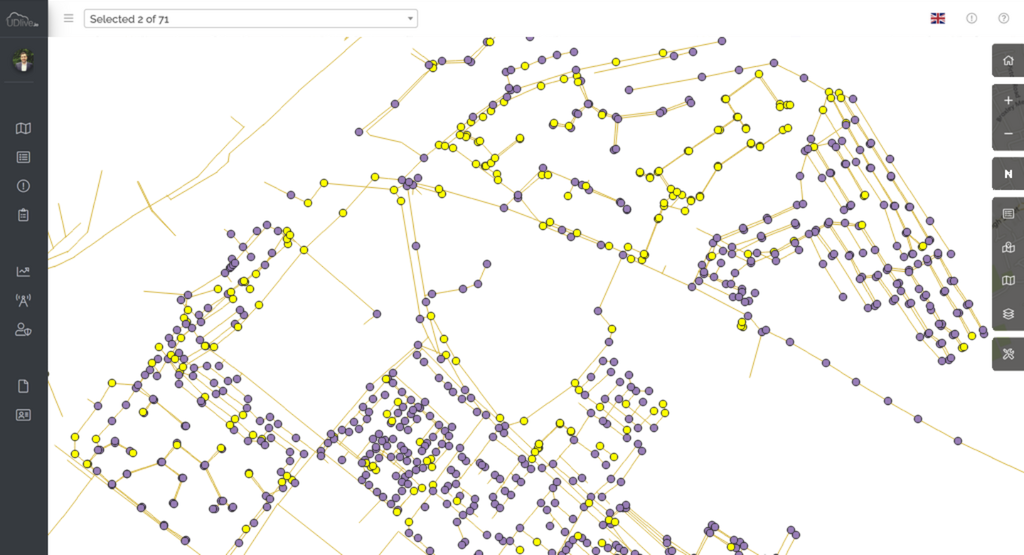 Map showing various pinpoints representing selections of prioritised sites.